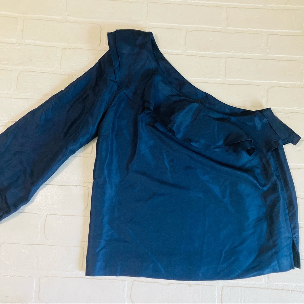 J. Crew Blue 100% Silk Top